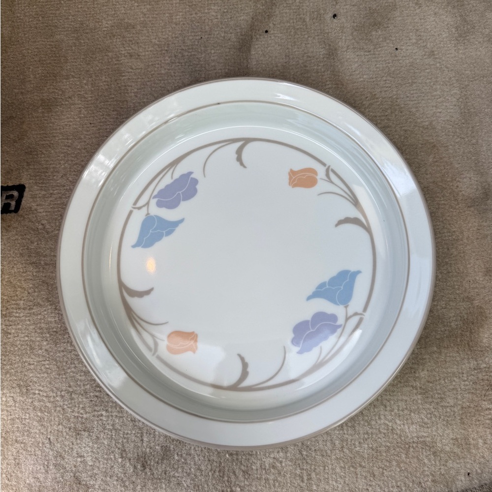 Dansk Porcelain Dinner Plate with Pastel Blue & Peach Floral Motif